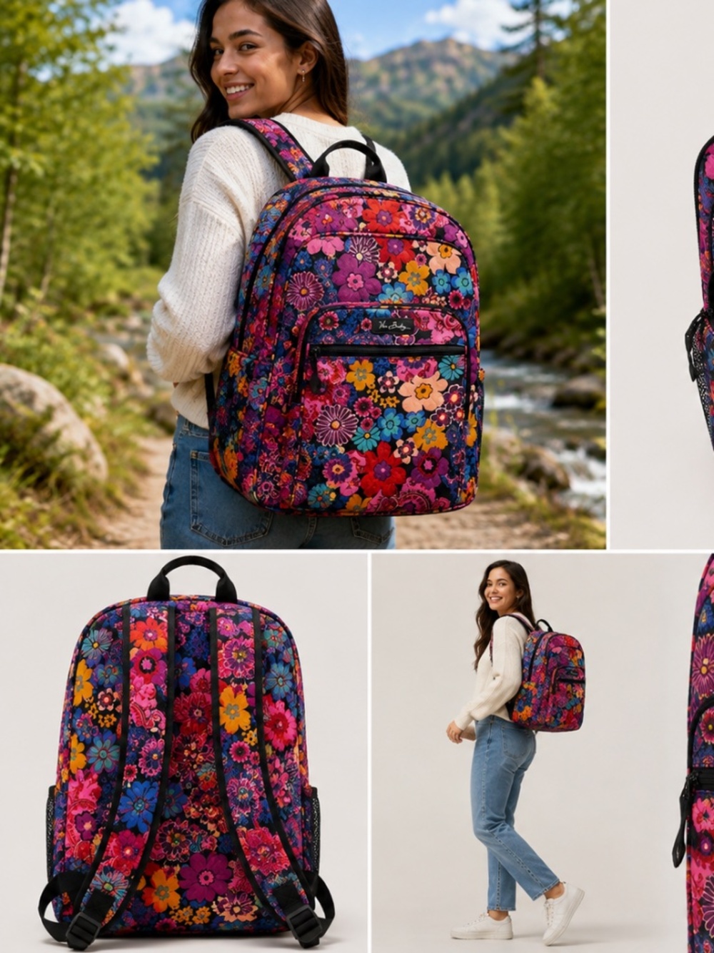 Vera Backpack Vera Bradley Floral Backpack Multicolor Quilted Travel School Lapt